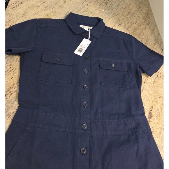 New! Outerknown Jumpsuit Organic Cotton Linen Women XS Blue Pockets Coverall - Picture 8 of 16